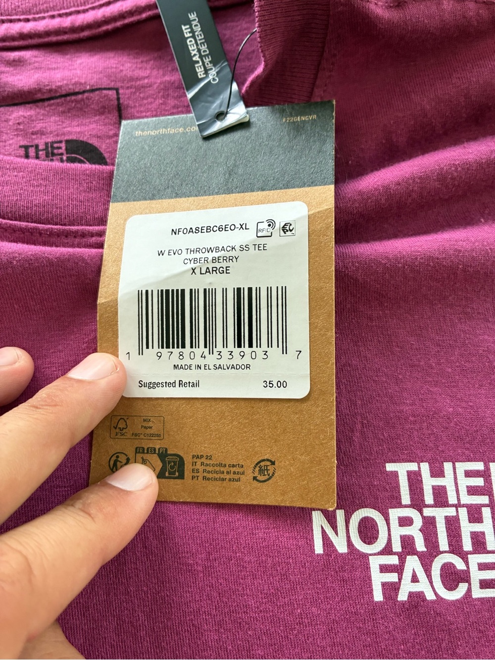 The North Face Short-Sleeve Evolution Box Fit Tee Unisex XL NWT Cyber Berry - Picture 5 of 7